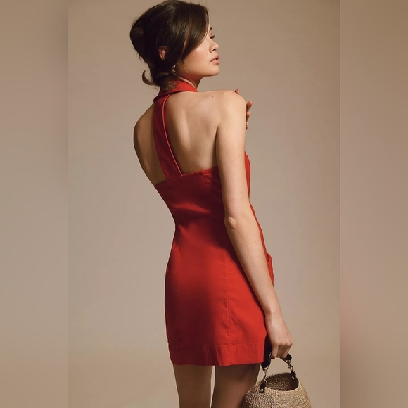 Anthropologie/Maeve Stylish Red Button-Up Dress - Picture 2 of 6